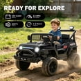 thumbnail image 2 of Xuanlur 12V Kids Ride on Car with Remote Control, Ride on Toys w/ Dual Drive, Four-Wheel Suspension, Bluetooth Music, LED Lights, USB, Shock Absorption, Toys Car for Kids Aged, Black, 2 of 7