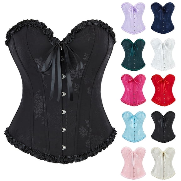 TGPMGRZ Bustier Corset Top for Women | Overbust Lace Up Waist Cincher Shapewear H01 Dark Green Size S