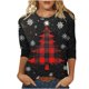 thumbnail image 2 of Fiudx Tops para Mujer Camiseta con Estampado Navideño a La Moda para Mujer, Blusa con Mangas 3/4, Tops Informales con Cuello Redondo, 2 of 5