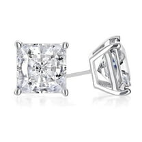 Paris Jewelry 14k White Gold 0.5 Ct Created Diamond Princess Stud Earrings, 6mm Unisex plated