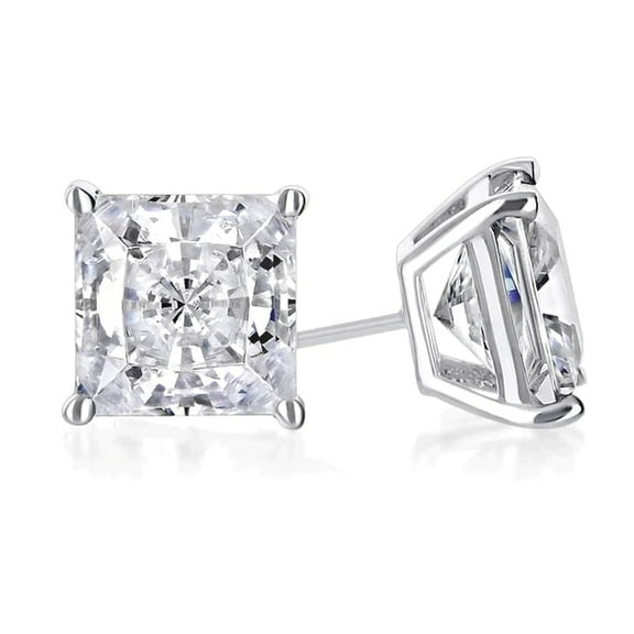 Paris Jewelry 14k White Gold 0.5 Ct Created Diamond Princess Stud Earrings, 6mm Unisex plated