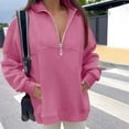thumbnail image 5 of Oversized Half Zip Sweatshirts for Women Plus Size Lapel Long Sleeve Zipper Pullover Winter Fleece Solid Loose Fit Lounge Outwear Tunic Tops, 5 of 5