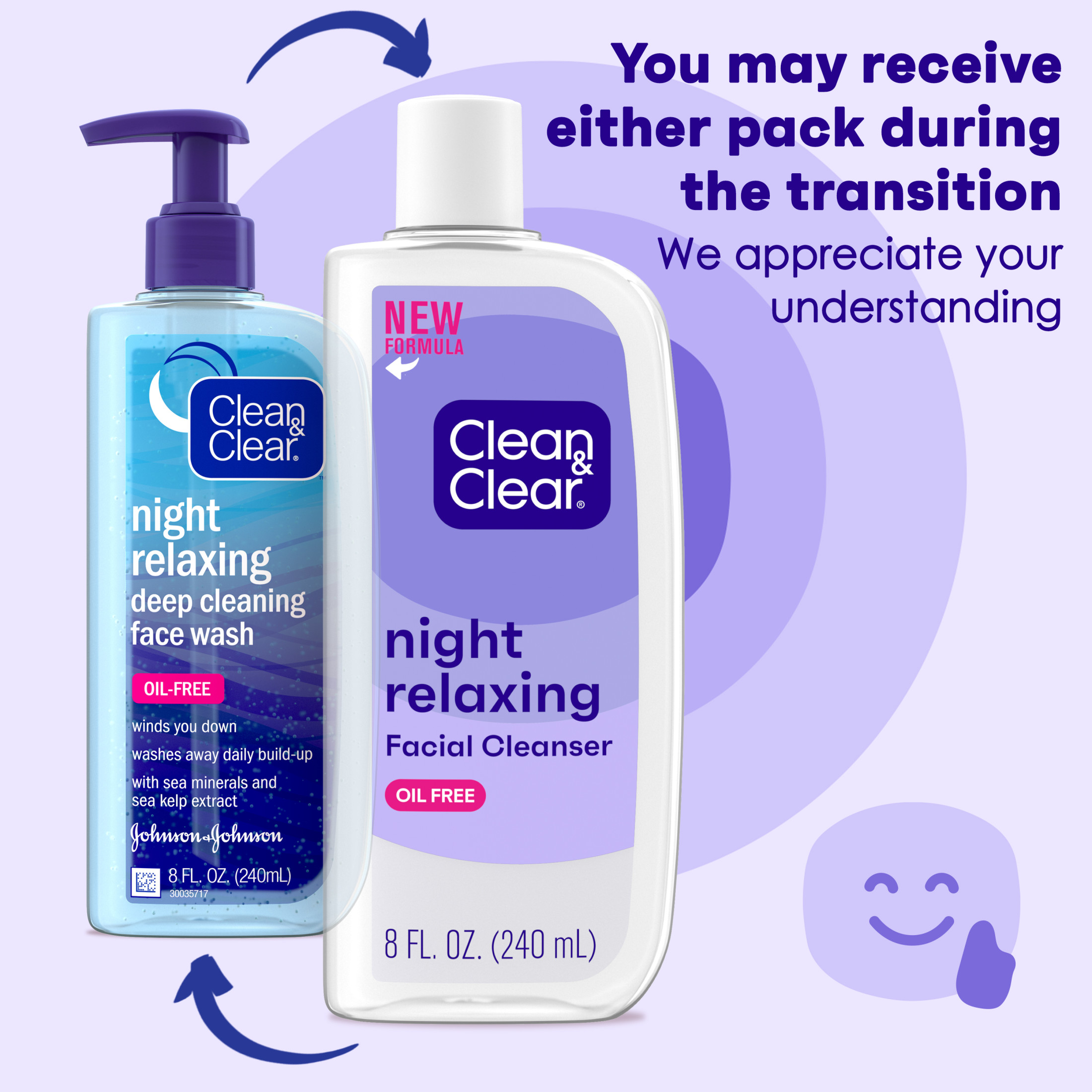 Clean & Clear Night Relaxing Oil-Free Night Face Wash, 8 fl. oz - image 2 of 9