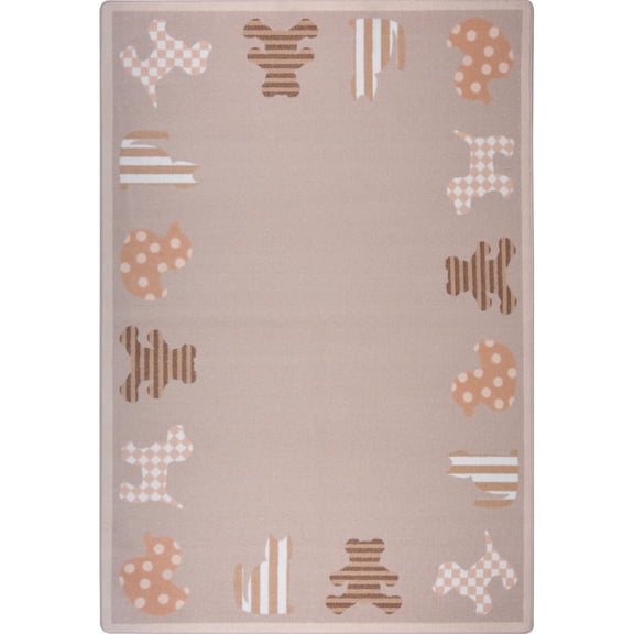 Joy Carpets Kid Essentials Frisky Friends 3'10" x 5'4" Area Rug in Color Beige