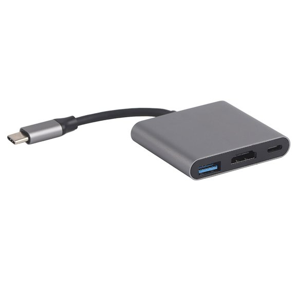 HC 04 Hub multifonction 3 en 1 Type C vers HDMI, convertisseur HD, station d'accueil (gris)