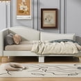thumbnail image 7 of Beige Daybed With Headboard, Armrest And Frame - Comfortable Sleep Linen Solid Leg Framework Stylish Choice, 7 of 7