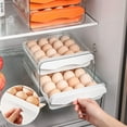 thumbnail image 3 of Shoreew Egg Storage Box Double Layers Transparent Visible 32 Grids Large Capacity Food Grade Pull Out Drawer Type Stable Stackable Kitchen Fridge Egg Container, 3 of 7