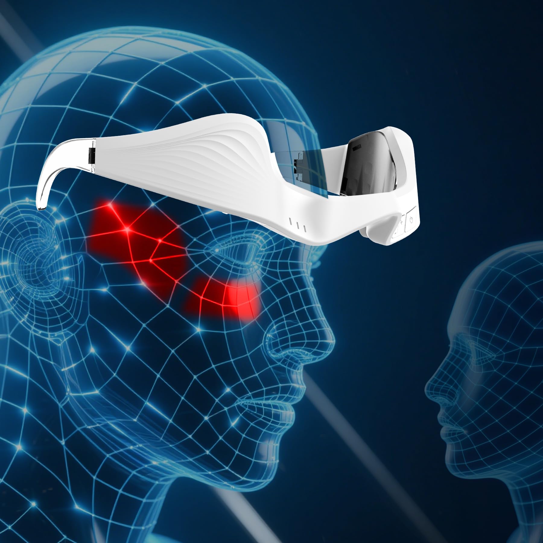 Under Eye Red Light Therapy Device, facial red light therapy for reducing dark circles and puffiness, smoothing fine lines, eye massager with glasses strap (Milky)