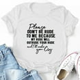 thumbnail image 2 of Women's Please Don't Be Rude Letter Print Round Neck Short Sleeve Casual Comfortable T-Shirt Top for Everyday Wear, 2 of 2