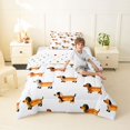 thumbnail image 4 of Homewish Hot Dog Dachshund Twin Comforter Sets,Cute Cartoon Puppy Bedding Set,White,Polkadot Reversible,2 Pieces,1 Comforter and 1 Pillowcase, 4 of 7