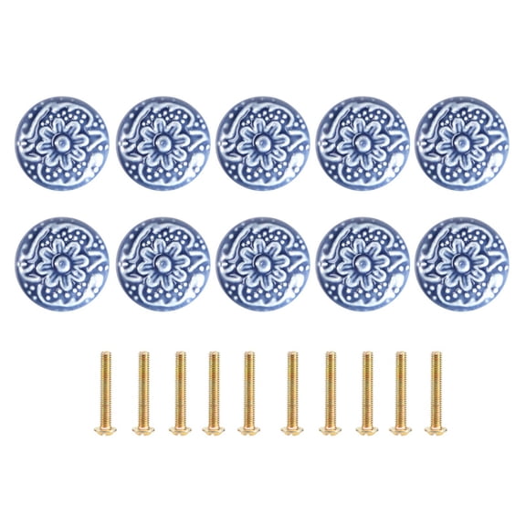 10PCS Ceramic Cabinet Knobs Vintage Drawers Handles for Kitchen Cupboard Drawer Bookcase Furniture Door (with Screws)