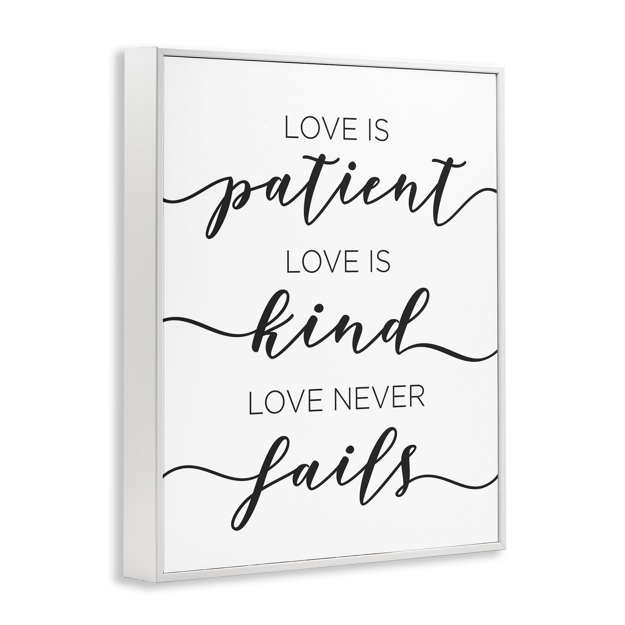 Stupell Industries Love Never Fails Phrase Typography Painting White Framed Art Print Wall Art, 16 x 20