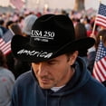 thumbnail image 3 of USA 250th Anniversary Cowboy Hat for Men Women Retro Felt Western Patriotic Hat America 250 Years Birthday Celebration Gift 1776-2026 Wide Brim Sun Cap, 3 of 5
