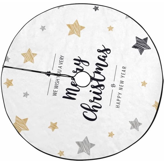 FMSHPON Merry Christmas Stars Xmas Christmas Tree Skirt Stand Mat for Holiday Party Decoration Indoor Outdoor 36 inches