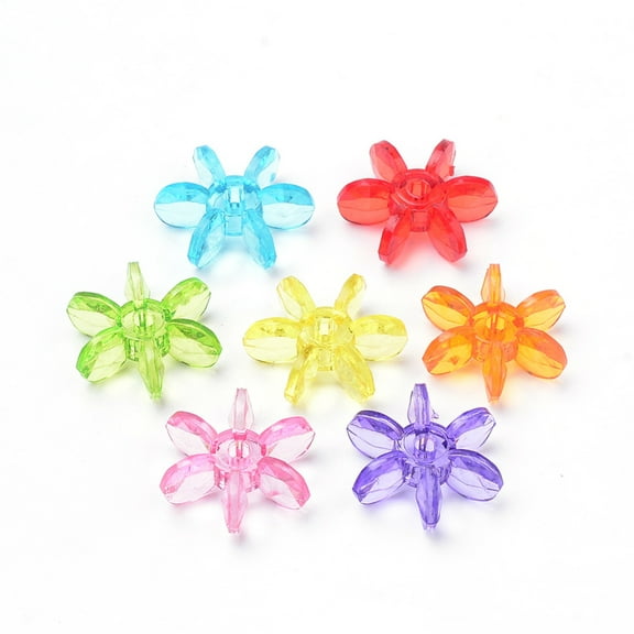 50pcs Transparent Acrylic Beads Sunburst Starflake Beads Mixed color 19x17x7mm Hole: 1.5mm