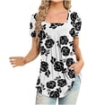 thumbnail image 2 of Fiudx Ofertas Del Día Blusa Holgada de Manga Corta con Cuello En V Informal Estampada a La Moda para Mujer, 2 of 5
