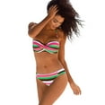thumbnail image 1 of Ensemble Bikini Rehausseur à Rayures Boho Orange/noir/bleu Ciel/jaune/vert pour Femmes, 1 of 3