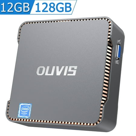 OUVIS Mini PC Windows 11, Mini Desktop Computer Intel Celeron J4125 12GB DDR4 128GB SSD 4K, BT4.2, Dual Band Wifi, Gigabit Ethernet
