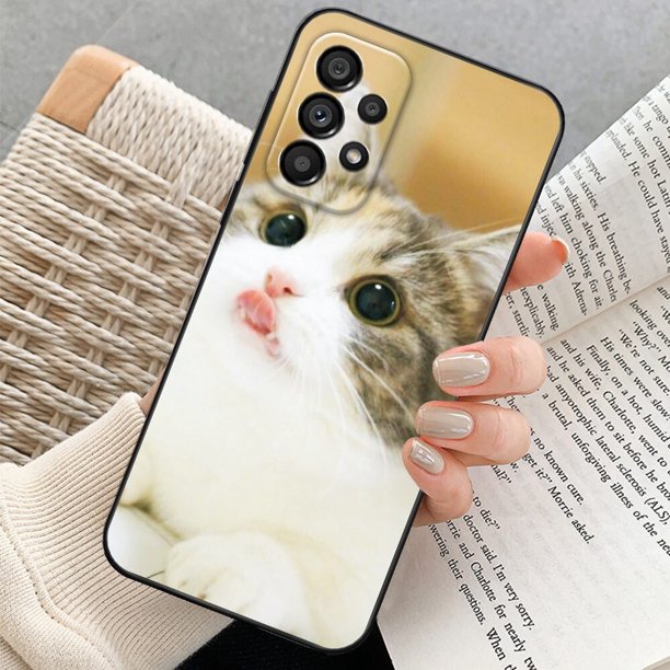Funda trasera de silicona suave pintada con gato de dibujos animados para Samsung A53 5G Galaxy A23 A33 5G QYM unisex