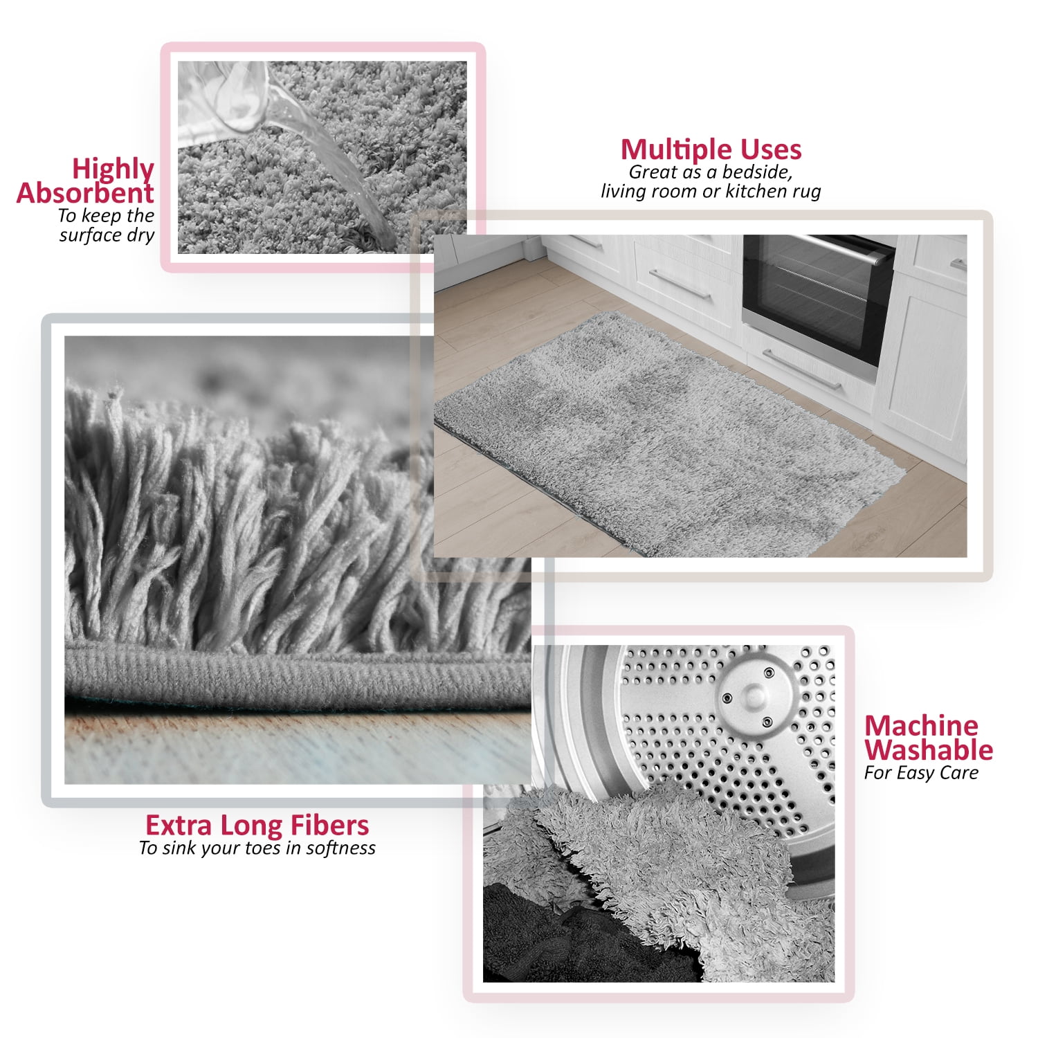 Clara Clark 3-Piece Bathroom Linen & Accessory Set with Absorbent Microfiber Bath Mats