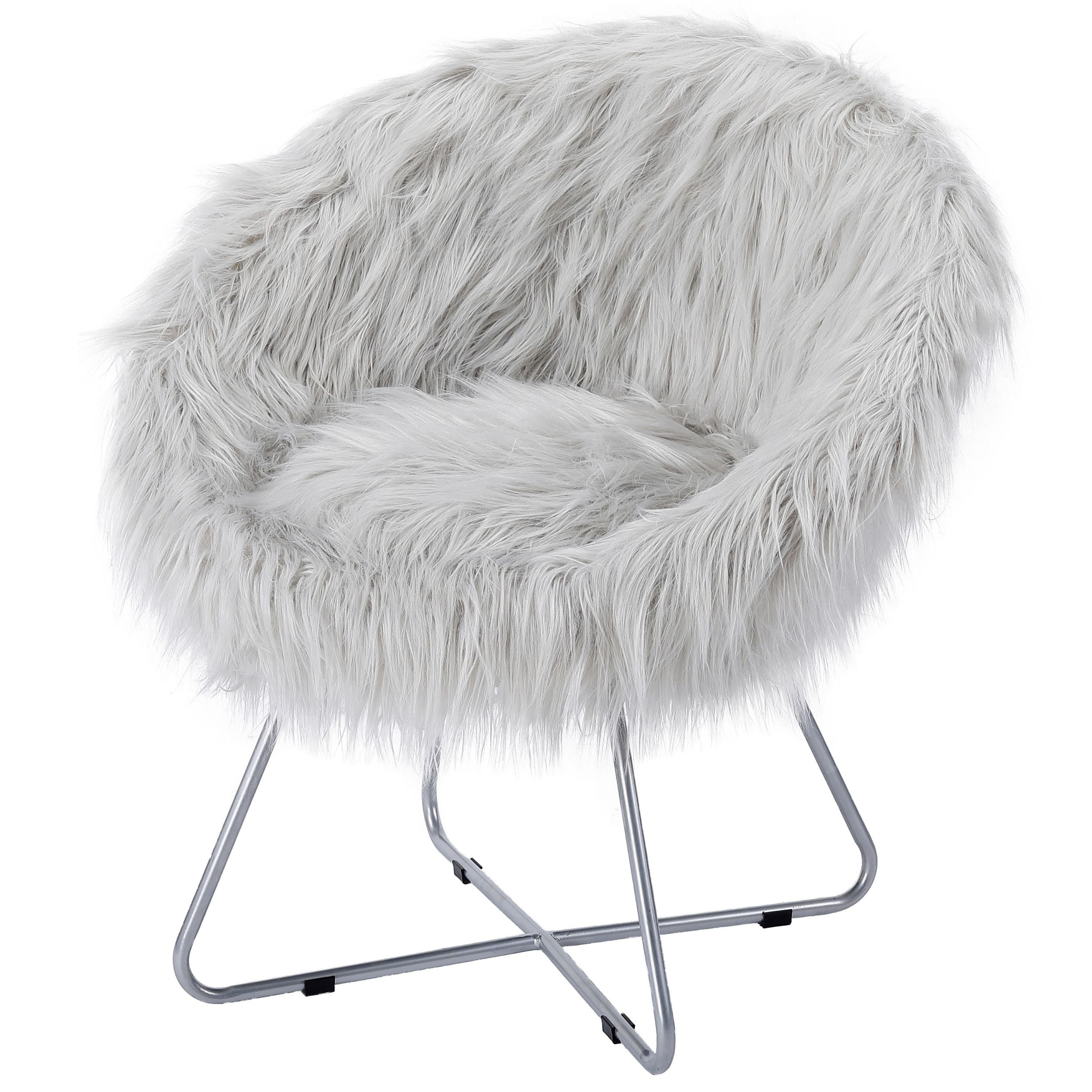 BirdRock Home Grey Faux Fur Papasan Chair with Silver Legs - Walmart.com