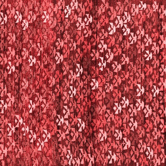 Ahgly Company Indoor Square Abstract Red Contemporary Area Rugs, 5' Square