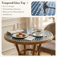 thumbnail image 4 of PURPLE LEAF OUTDOOR 3-Piece French Bistro Dining Set Round Outdoor Patio Table and 2 Armless Chairs Tempered Glass Top PE Rattan Bamboo Print Finish Aluminum Frame Navy Blue, 4 of 9