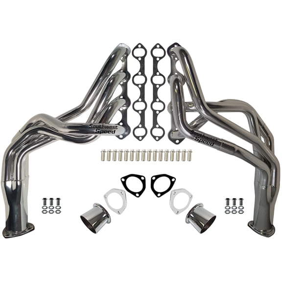 Southwest Speed Chrome 1979-1993 Ford Mustang Mercury Capri Tuned,Equal Length,Long Tube Headers For Small Block Ford 5.0 Liter 302 Engines