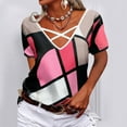 thumbnail image 4 of B91xZ Tuniques Grande Taille pour Femmes Mode Automne Été Col Rond Uni Pull Manches Courtes, Rouge TTG, 4 of 5
