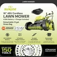 thumbnail image 3 of Sun Joe Walk-Behind Cordless Push Lawn Mower with Brushless Motor, 24V-X2-16LM, 3 of 7