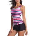 thumbnail image 2 of Traje De Baño De Mujer, Traje De Baño Con Estampado De Rayas De Cuello Redondo Slim Fit Para Fiesta En La Playa, 2 of 7