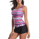 thumbnail image 2 of Traje De Baño De Mujer, Traje De Baño Con Estampado De Rayas De Cuello Redondo Slim Fit Para Fiesta En La Playa, 2 of 7