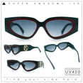 thumbnail image 2 of Womens Diva Narrow Triangular Thick Temple Plastic Fashion Sunglasses Green Red - Smoke, 2 of 8
