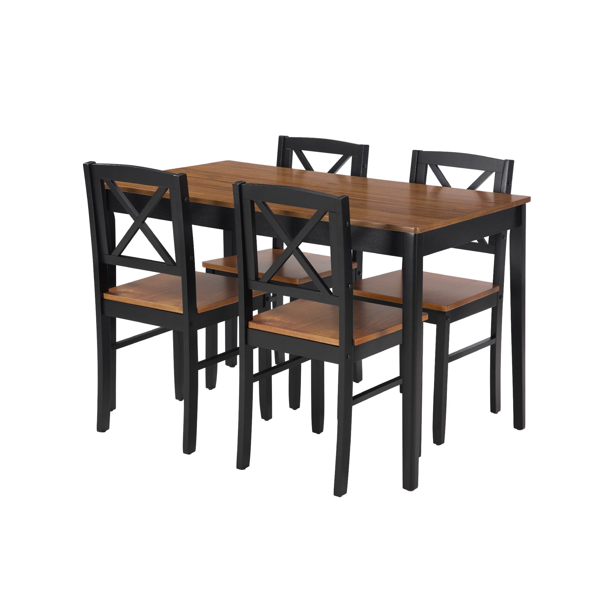 MAYEERTY Eco-Friendly Solid Wood Dining Set – Sustainable Dining Table with Black Metal Accents for Home & Restaurant,Dark Brown