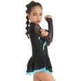 thumbnail image 3 of iEFiEL Kids Girls Long Sleeve Glitters Mesh Tutu Figure Ice Skating Dance Dress Lake Green 8, 3 of 7