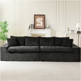 thumbnail image 4 of JERFIT Modular Velvet Sofa Set for Living Room, 4-Seat Convertible Sectional Couch with Pillows, Black Polyester Fabric, Space Saving Furniture for Home Decor, 4 of 9