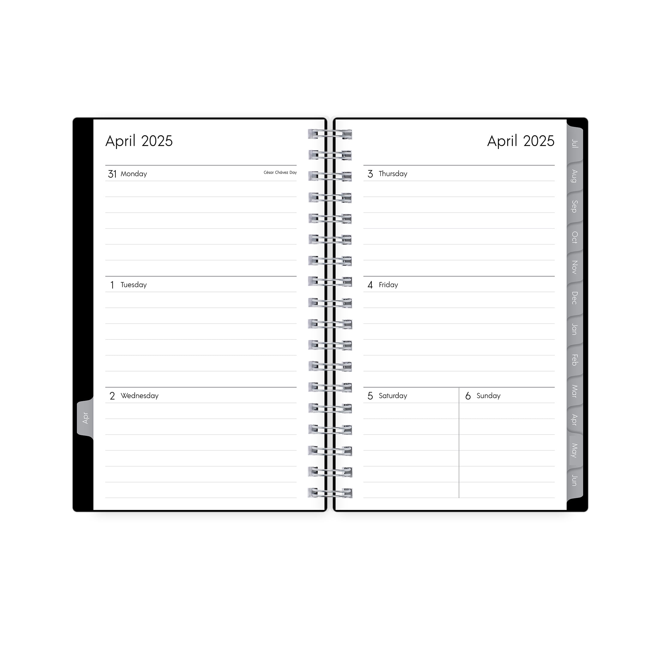 Blue Sky Monthly Weekly Small Planner, 3.625" x 6.125", Black 15-Month (April 2025 - June 2026)