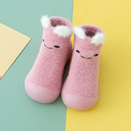 

Hunpta Toddler Shoes Infant Boys Girls Animal Cartoon Socks Shoes Toddler Fleece WarmThe Floor Socks Non Slip Prewalker Shoes