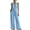 Blue, variant on Halter Jumpsuits for Women Dressy Deep V-Neck Sleeveless Elastic Waist Wide Leg Solid Color Spring Summer Plus Size Rompers with Pockets