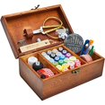 thumbnail image 3 of Sewing Kit  Wooden Sewing Basket with Accessories  Sewing Box with Sewing Kit Accessories for Home Repair Tool Set for Beginners, 3 of 5