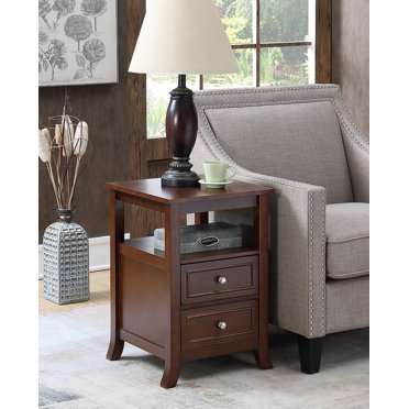 Convenience Concepts Cypress End Table With Drawer - Solid Wood Nightstand In Espresso Finish