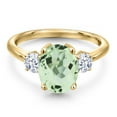 thumbnail image 3 of Gem Stone King 2.90 Ct Oval Green Prasiolite 18K Yellow Gold Plated Silver Ring, 3 of 6