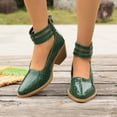 thumbnail image 6 of GERsome Women's Low Block Heels Closed Pointy Toe Ankle Buckle Chunky Heels Pumps Casual Wedding Dress Shoes, Green Size 9.5, 6 of 9