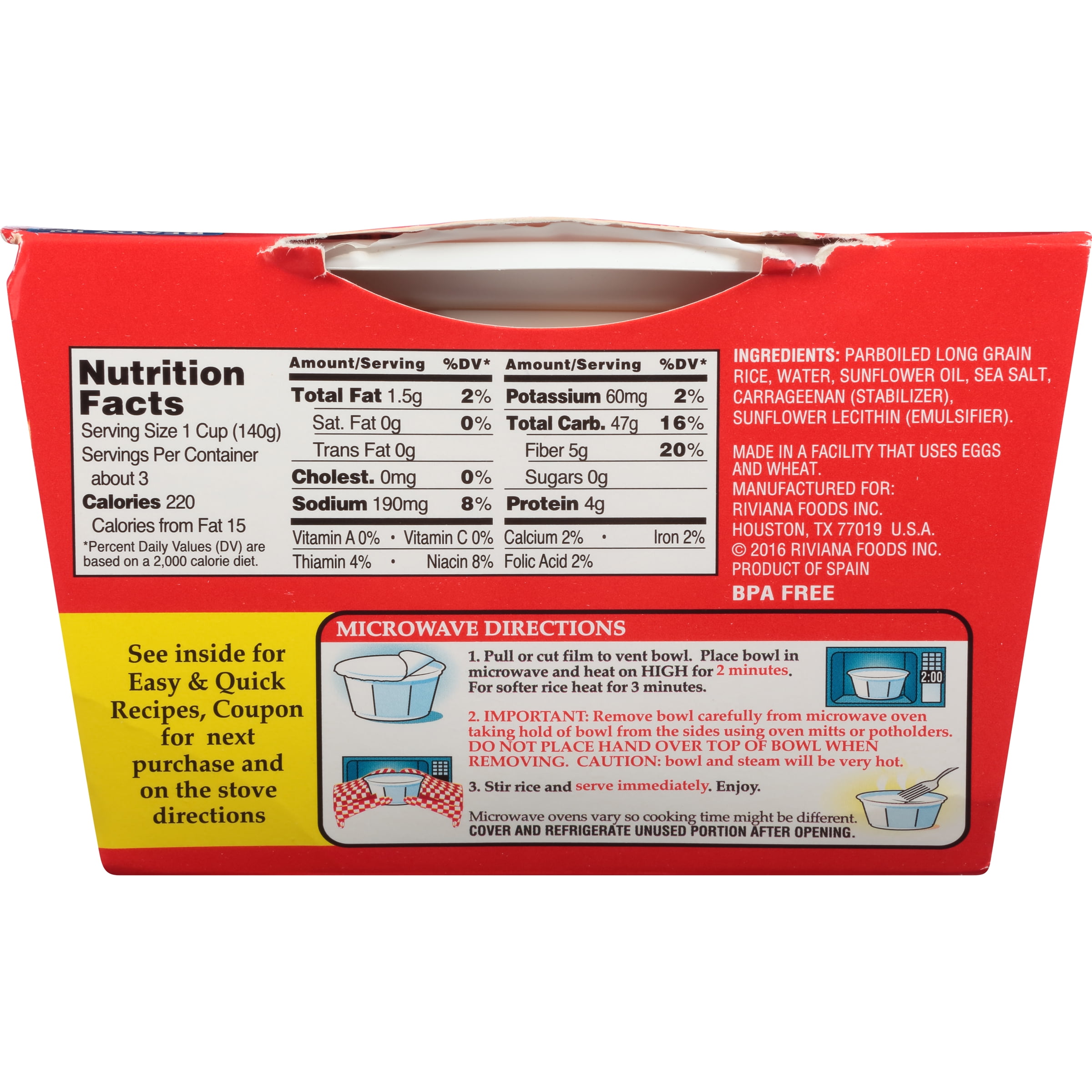 Minute Ready to Serve White Rice Family Bowl - Long Grain, 16 oz. bowl
