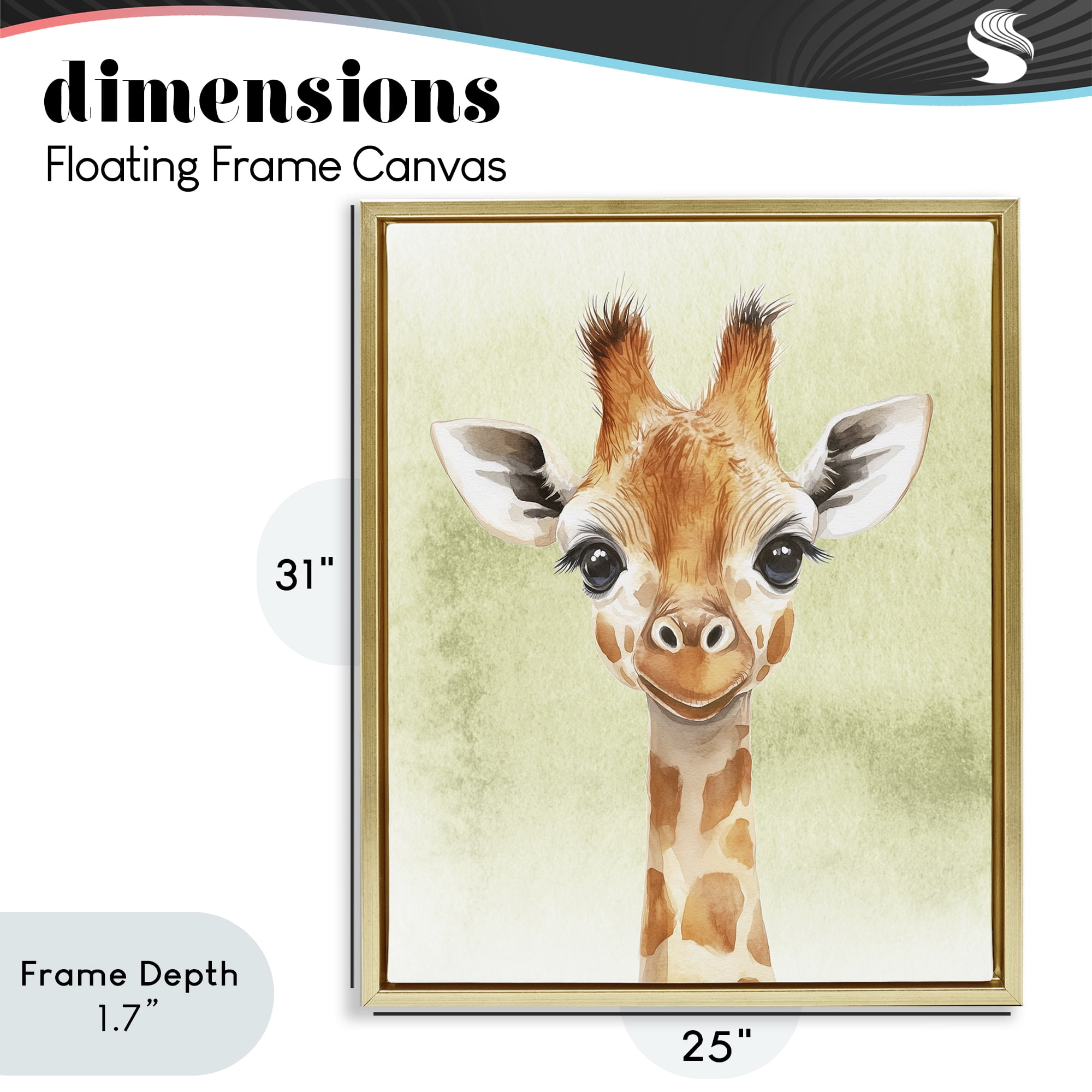 Stupell Industries Jungle Friends Baby Giraffe Gold Framed Floater Canvas Wall Art, design by Christine Simpson Art