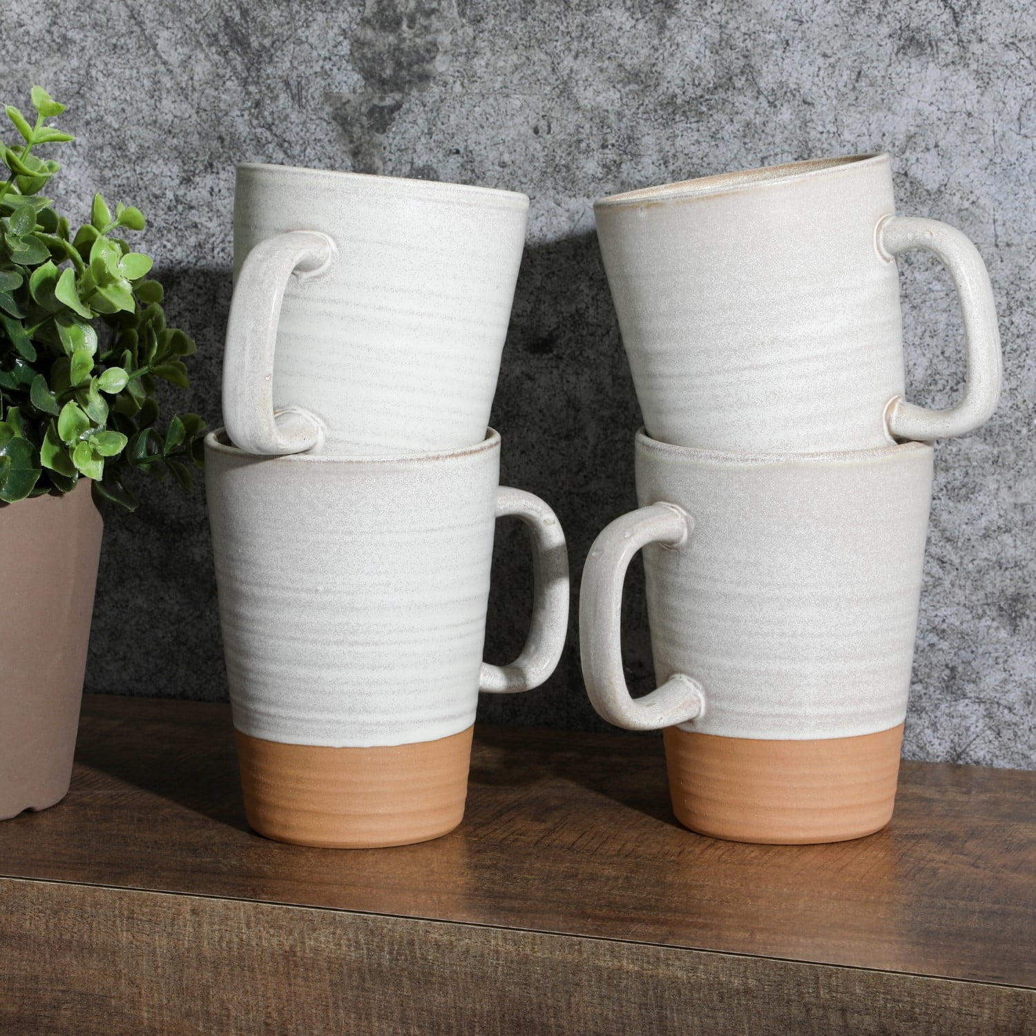 Gibson Elite 4 Pack Dreamweaver Terracotta Reactive 17 oz Mug Set - Sand Cream