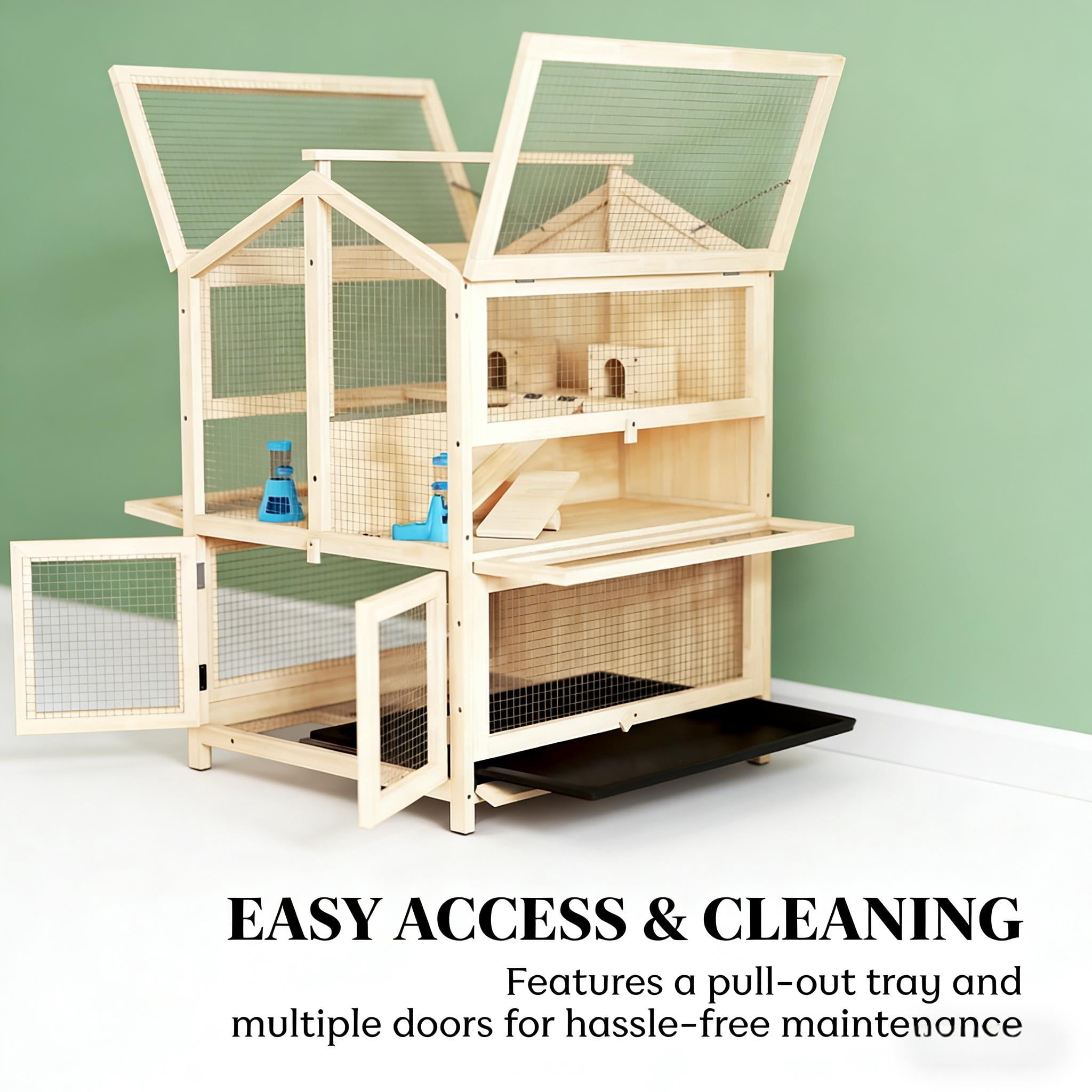 Small Animals Cage,3 Tier Pet Cage,Wooden Hamster Cage