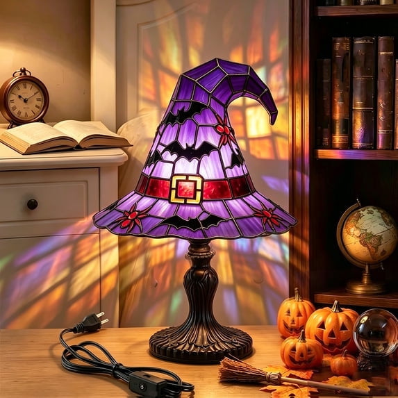 2026 Halloween Witch Hat Lamp, Halloween Witch Night Light with Bat, Table Desk Lamp, Halloween Decor for Home Party Indoor Outdoor, Halloween Gift ,Cheap!