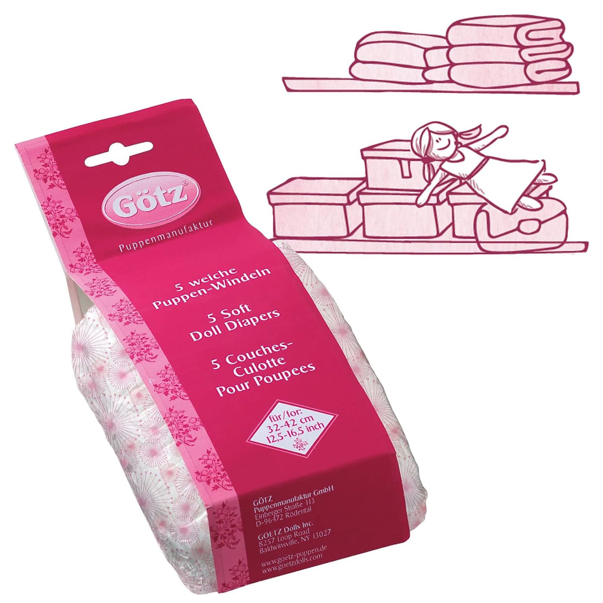 Gotz Happy Flower Doll Sized Diapers - baby doll accessory fits 13" Baby Dolls