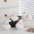 thumbnail image 4 of Cagogo 5Pcs Easter Decorations, Ceramic Bunny Figurine Ornament for Easter Party Home Decor, Handcrafted White Rabbit Statue with Floral Necklace, Spring Table Centerpiece Decor for Living Room Tea, 4 of 9